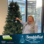 Sheila Webster with the Law Society's Baublefest tree